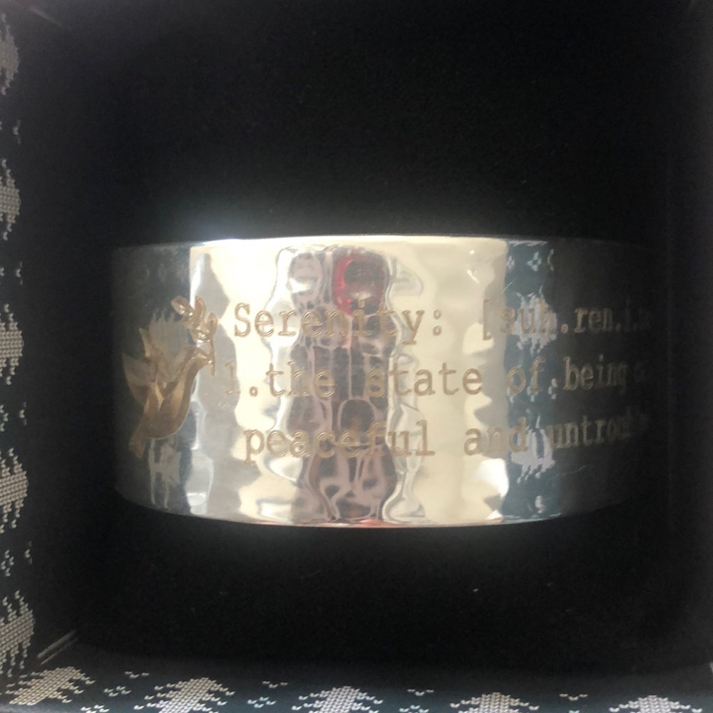 Rustic cuff serenity cuff